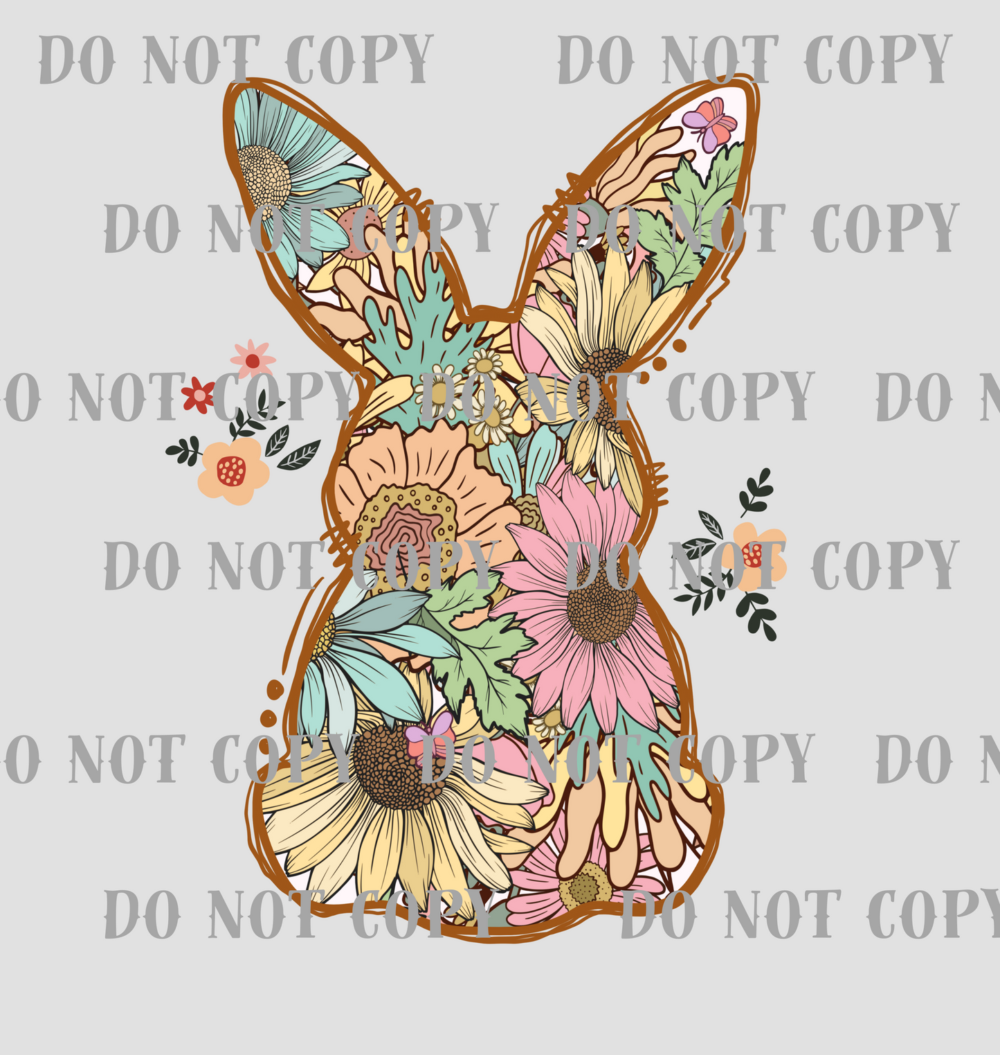 Floral Boho Bunny DTF Print SKU E15