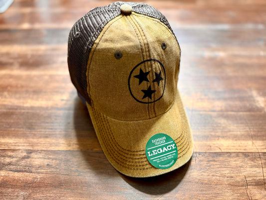 Distressed Mustard TN Tristar Ball Cap