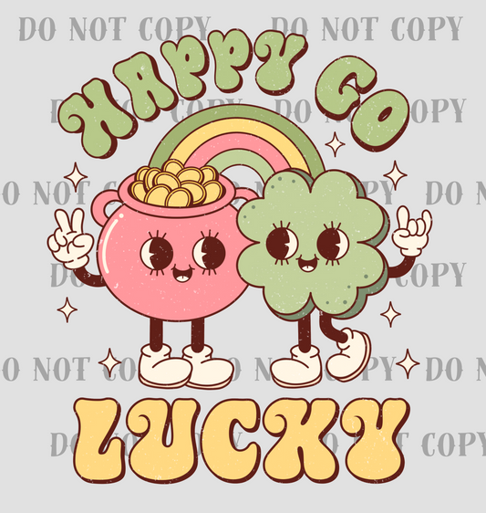 St Patrick Day Happy Go Lucky DTF Print SKU RSTPD004