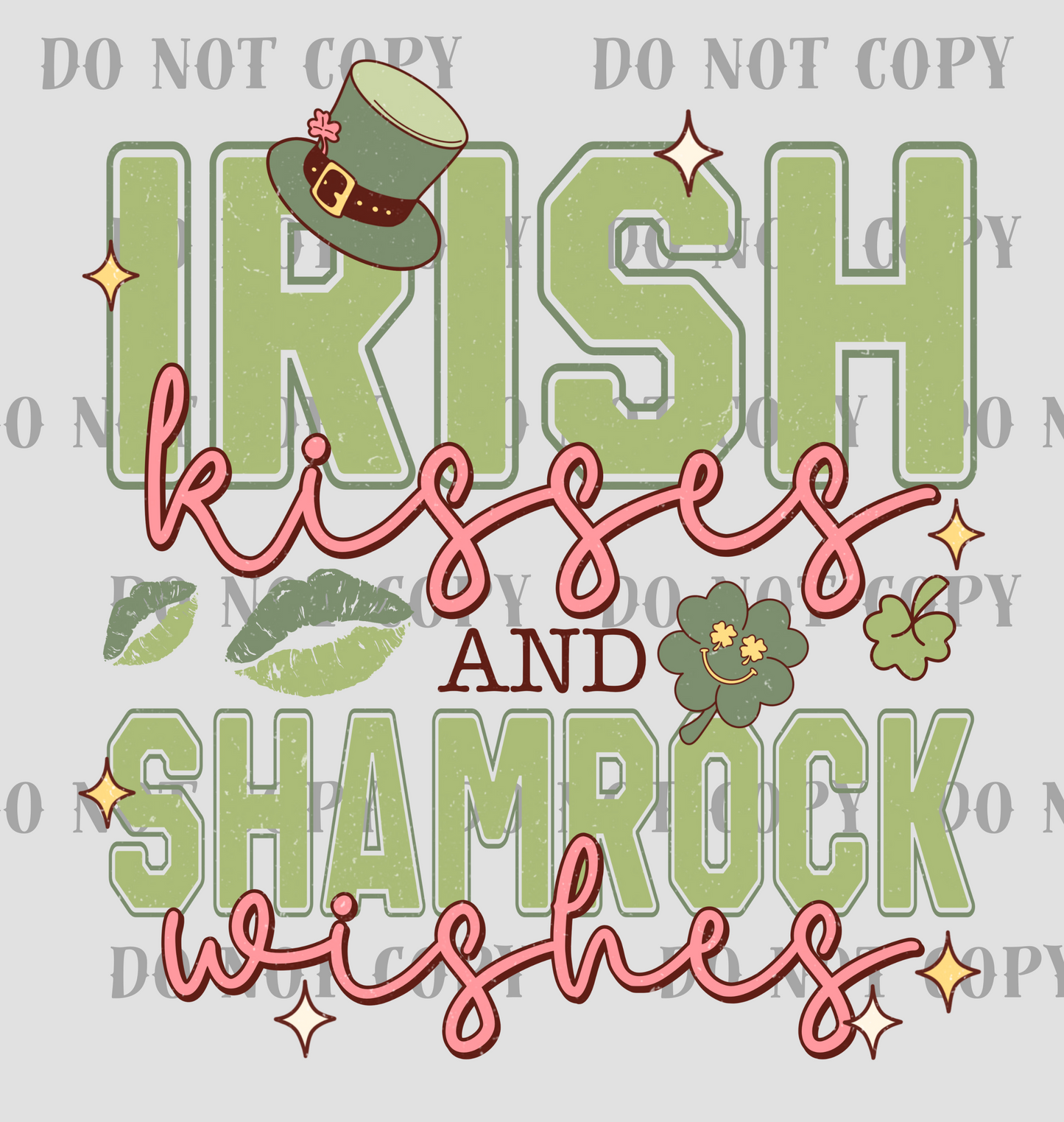 St Patrick Day Irish Kiss and Shamrock Wish DTF Print SKU RSTPD011