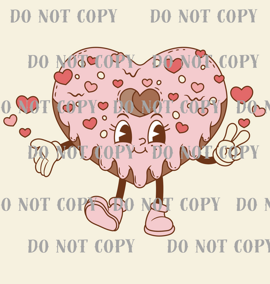 Valentine's Retro Donut Heart DTF Print SKU V3