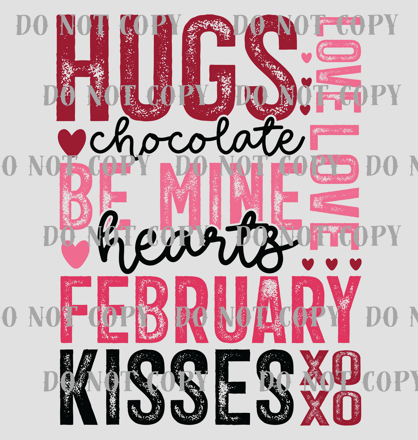 Valentine's Hugs Chocolate Love XoXo DTF Print SKU V109